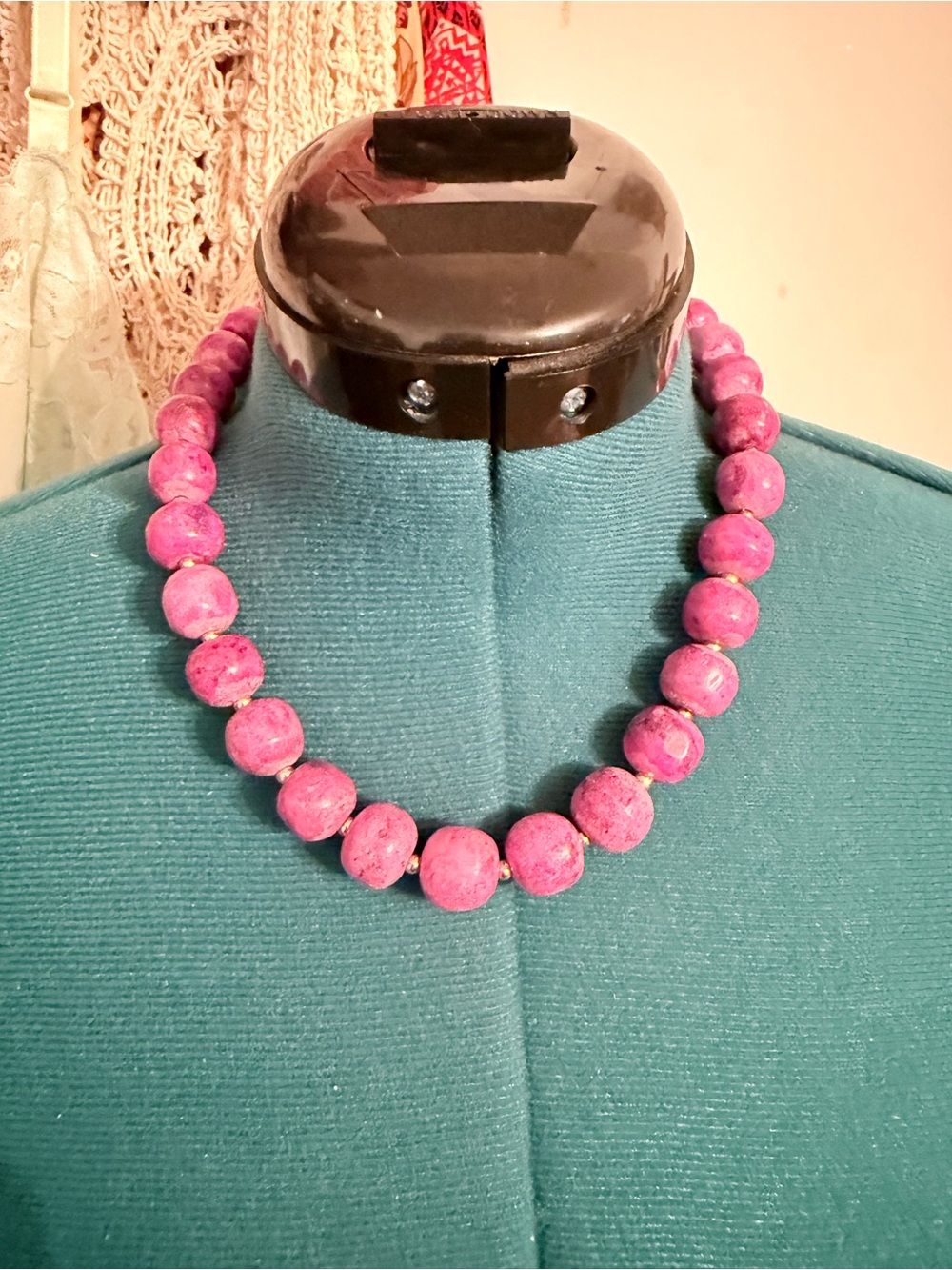 Women’s Pink Rhodonite Beaded Statement Necklace